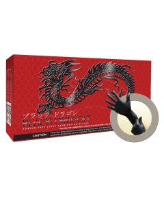 MFXBD1001PF-S image(1) - Microflex BLACK DRAGON LATEX EXAM GLOVES S