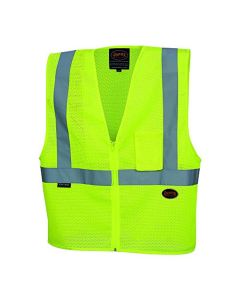 SRWV1060360U-S image(0) - Pioneer - Zip-Up Safety Vest - Hi-Vis Yellow/Green - Size Small
