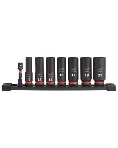 MLW49-66-7021 image(0) - Milwaukee Tool 8PC SHOCKWAVE Impact Duty  3/8" Drive Metric Deep 6 Point Socket Set