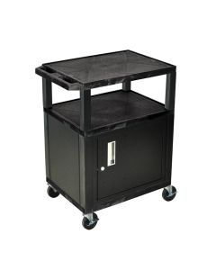 LUXWT34C2 image(1) - Luxor 34 A/V Cart 3 Shelves, Cab Black Legs