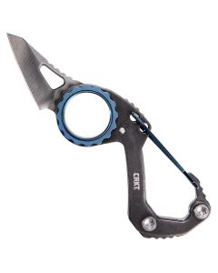 CRK9083 image(0) - CRKT (Columbia River Knife) Compano&trade; Carabiner Sheepsfoot EDC Pocket Knife: Compact Everyday Carry, Slip Joint, Black Stonewash Satin Blade, Stainless Steel Handle with Blue Accents