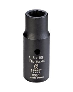 SUN80810 image(0) - Sunex 1/4" Drive Semi-Deep Impact Flip Socket, 8 x 10mm