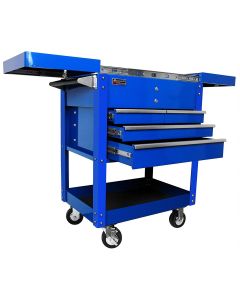 HOMBL06043500 image(0) - Homak Manufacturing 35" Pro Series 4-Drawer Slide-Top Service Cart Blu