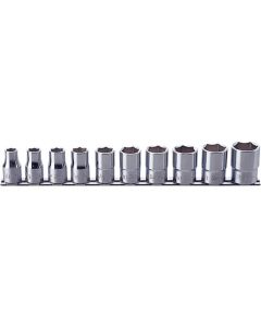 KKNRS4400A-10 image(0) - Ko-ken USA RS4400A/10 10 Piece 1/2 Sq. Dr. 6 point, SAE, Chrome Socket Set