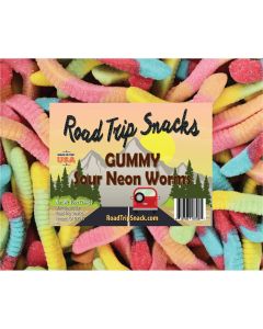 Smokehouse Jerky Gummy Sour Neon Worms; Snack Items