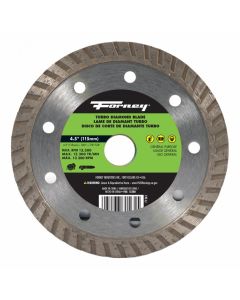 Forney Industries Diamond Cut-Off Blade, Turbo, 4-1/2 in