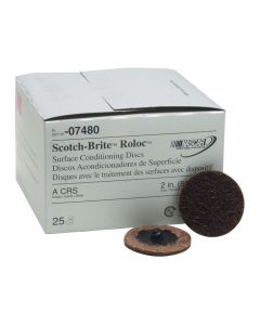 MMM7480 image(0) - 3M Scotch Brite Roloc Surface Conditioning Discs, 2 inches, Coarse and Brown, 25 per Pack