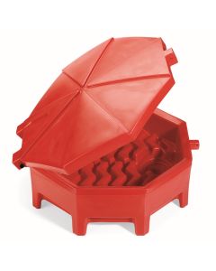 NPGDRM672-RD image(0) - New Pig PIG Universal Poly Drum Funnel with Hinged Lid - Red