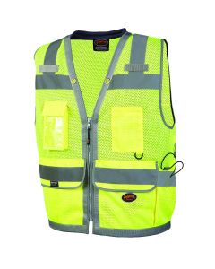 Pioneer - Mesh Surveyor Vest with Padded Collar - Hi-Vis Yellow/Green - Size XL