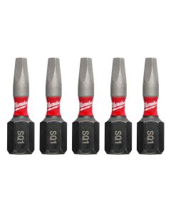 MLW48-32-4621 image(0) - Milwaukee Tool SHOCKWAVE Impact Square Recess #1 Insert Bits (5 PK)