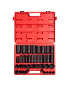 SUN2698 image(0) - Sunex 39PC 1/2"DR 12 POINT SAE MASTER IMPACT SOCKET SET