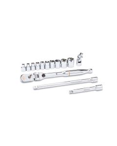 KDT81391 image(0) - Gearwrench 14 Piece 1/4" Drive 120XP Locking Flex Head Ratchet and 6 Point SAE Stubby Socket Mechanics Tool Set