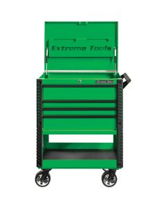 Extreme Tools 33" 4-Drawer Deluxe Tool Cart w/Bumpers, Green w/B