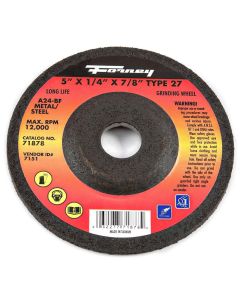 FOR71878 image(0) - Grinding Wheel, Metal, Type 27, 5 in x 1/4 in x 7/8 in