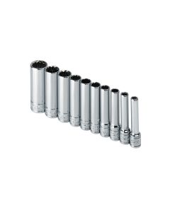 S K Hand Tools SOCKET SET 1/4IN. DRIVE 10PC SAE DEEP 12 POINT