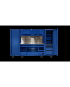 Homak Manufacturing 120? RS PRO CTS Roller Cabinet & Side Lockers Combo with Toolboard Backsplash - Blue