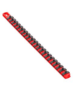 18� Socket Organizer and 22 Twist Lock Clips - Red - 1/4�