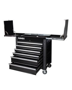 SUN8035XTFDBK image(0) - Sunex 6-Drawer Slide Top Service Cart, Blac