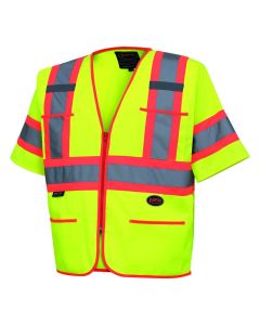 SRWV1023560U-M image(0) - Pioneer - Polyester Tricot Sleeved Safety Vest - Hi-Vis Yellow/Green - Size Medium