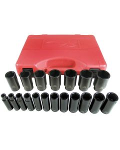 KTI33202 image(0) - K Tool International 19 Piece Fractional Impact Socket Set �&rdquo; Drive - Deep