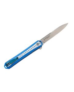 CRK6710 image(0) - CRKT (Columbia River Knife) Stickler Blue Folding Pocket Knife: Assisted Open Everyday Carry, Sandvik 12C27 Plain Edge Blade, Liner Lock, Aluminum Handle