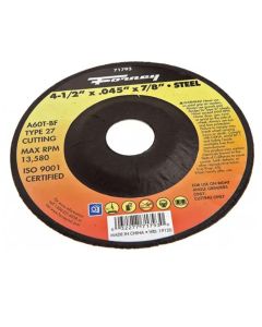 FOR71793-5 image(0) - Forney Industries Cut-Off Wheel, Metal, Type 27, 4-1/2 in x .045 in x 7/8 in 5 PK