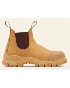 BLU989-090 image(0) - Blundstone Steel Toe Elastic Side Slip-on Boots, Water Resistant, Bump Cap, Wheat, AU size 9, US size 10