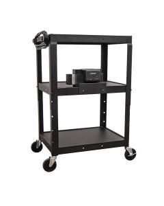 LUXAVJ42-KBEP image(0) - Adjustable-Height Steel Cart with Battery-Powered Device Charger