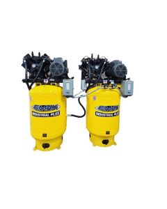 EMXESP07A080V1 image(0) - EMAX EMAX Silent Air 20hp V4 3PH 160 gallon Horizontal Duplex mounted alternating Piston Compressor --w/Pressure Lubricated pumps