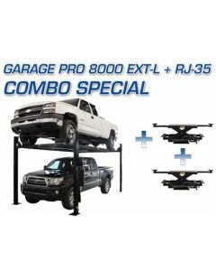 ATEXH-PRO8EXTL-COMBO image(0) - Atlas Automotive Equipment Atlas Equipment PRO8000EXT-L 4 Post Lift + RJ35 Sliding Jacks Combo (WILL CALL)