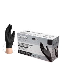 AMMEX Black Nitrile PF Exam Gloves, X-Large