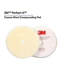 MMM34124 image(0) - 3M 3M&trade; Perfect-It&trade; Random Orbital Coarse Wool Compounding Pad 34124, 6 Inch (150 mm), White, 2 Pads/Bag