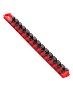 ERN8415M image(0) - Ernst Mfg. 13&rdquo; Magnetic Socket Organizer with 14 Twist Lock Clips - Red - 3/8&rdquo;