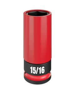 MLW49-66-7813 image(0) - Milwaukee Tool SHOCKWAVE Impact Duty 1/2 Drive 15/16" SAE Lug Nut Wheel Socket