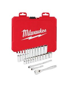 MLW48-22-9404 image(1) - Milwaukee Tool 1/4 in. Drive 26 pc. Ratchet & Socket Set - SAE