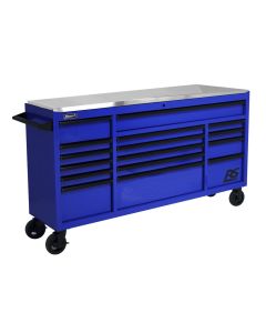HOMBL04072164 image(0) - Homak Manufacturing 72" RS Roller Cabinet Blue Stainless Steel Top