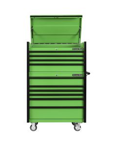 EXTDX4110CRGK image(0) - Extreme Tools DX Series 41"W x 25"D 4 Drawer Top Chest & 6 Drawer  Roller Cabinet Combo - Green, Black Drawer Pulls