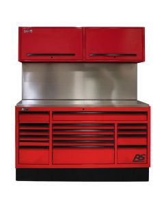 HOMRDCTS72001 image(0) - Homak Manufacturing 72 in. CTS Centralized Tool Storage with Solid Back Splash Set, Red