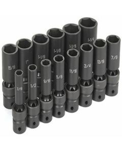 GRE1314UD image(0) - Grey Pneumatic 1/2" DR 14PC DEEP FRACTIONAL UNIV SOCKET SET