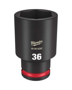 MLW49-66-6297 image(0) - Milwaukee Tool SHOCKWAVE Impact Duty  1/2"Drive 36MM Deep 6 Point Socket