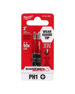 MLW48-32-4961 image(0) - Milwaukee Tool SHOCKWAVE Impact Duty 2" PH1 Bit 2PK