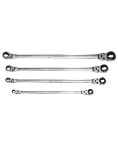 KTIXDRF5120S image(0) - 4pc SAE 120 Tooth Double Flex Ratcheting Wrench Set