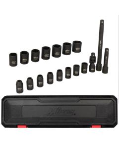 MIL1300-SS-O1 image(0) - Milton Industries 18pcs 3/8 Dr. 6-20MM Shallow Socket Set