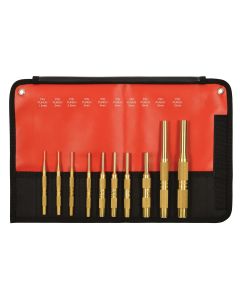 MAY61387 image(0) - Mayhew 10-PC BRASS PIN PUNCH SET, METRIC