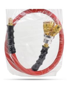 BLBRB3803-3W image(0) - BluBird 3/8" x 3' Lead-in Rubber Air Hose w/ 3 way coupler