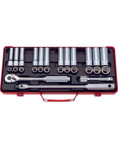 KKN4277 image(0) - Ko-ken USA 4277 1/2 Sq. Dr. 27 Piece 12-Point Metric Socket set  10-24mm