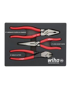 WIH34680 image(0) - WIHA Tools Set Includes - Long Nose 8.0&rdquo; | 200mm | Angled Cutters 8.0&rdquo; | 200mm | Lineman�s Pliers w/Crimpers 9.0&rdquo; | 225mm