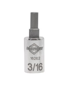 MAY16262 image(0) - Mayhew Mayhew 3/16-Inch SAE Hex Short Insert Socket Bit, 1/4-Inch Drive