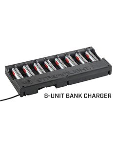 STL20223 image(0) - Streamlight Li-Ion Battery Pack 8-unit Bank Charger, (8) SL-B26 Battery Packs Included - Black