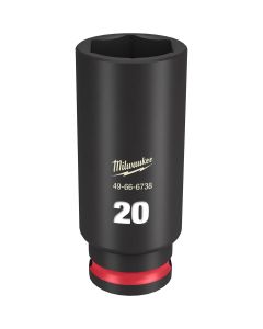 MLW49-66-6738 image(0) - Milwaukee Tool SHOCKWAVE Impact Duty  3/8"Drive 20MM Deep 6 Point Socket